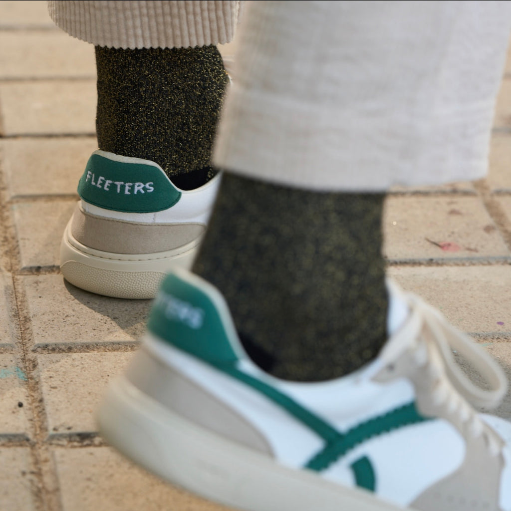 White Green barefoot sneakers - close