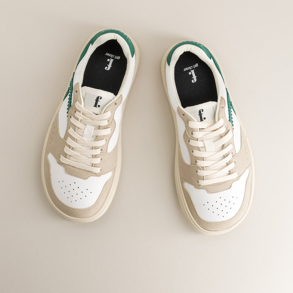 White/Green barefoot sneakers - top view