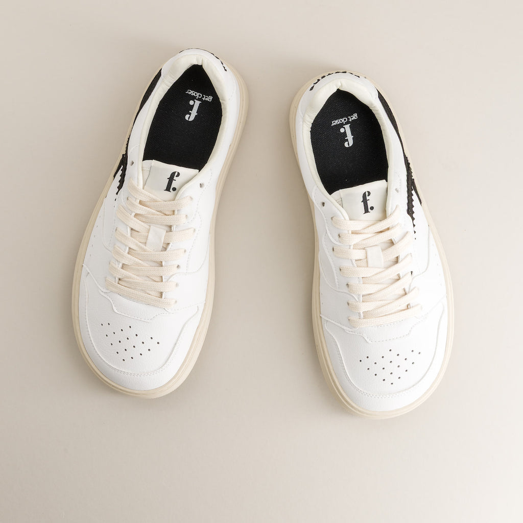 White & Black barefoot sneakers - top view