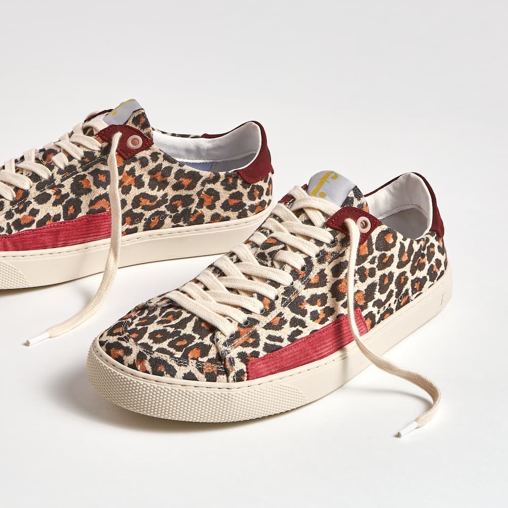 Peach Leopard Borgona Barefoot Sneakers - front view