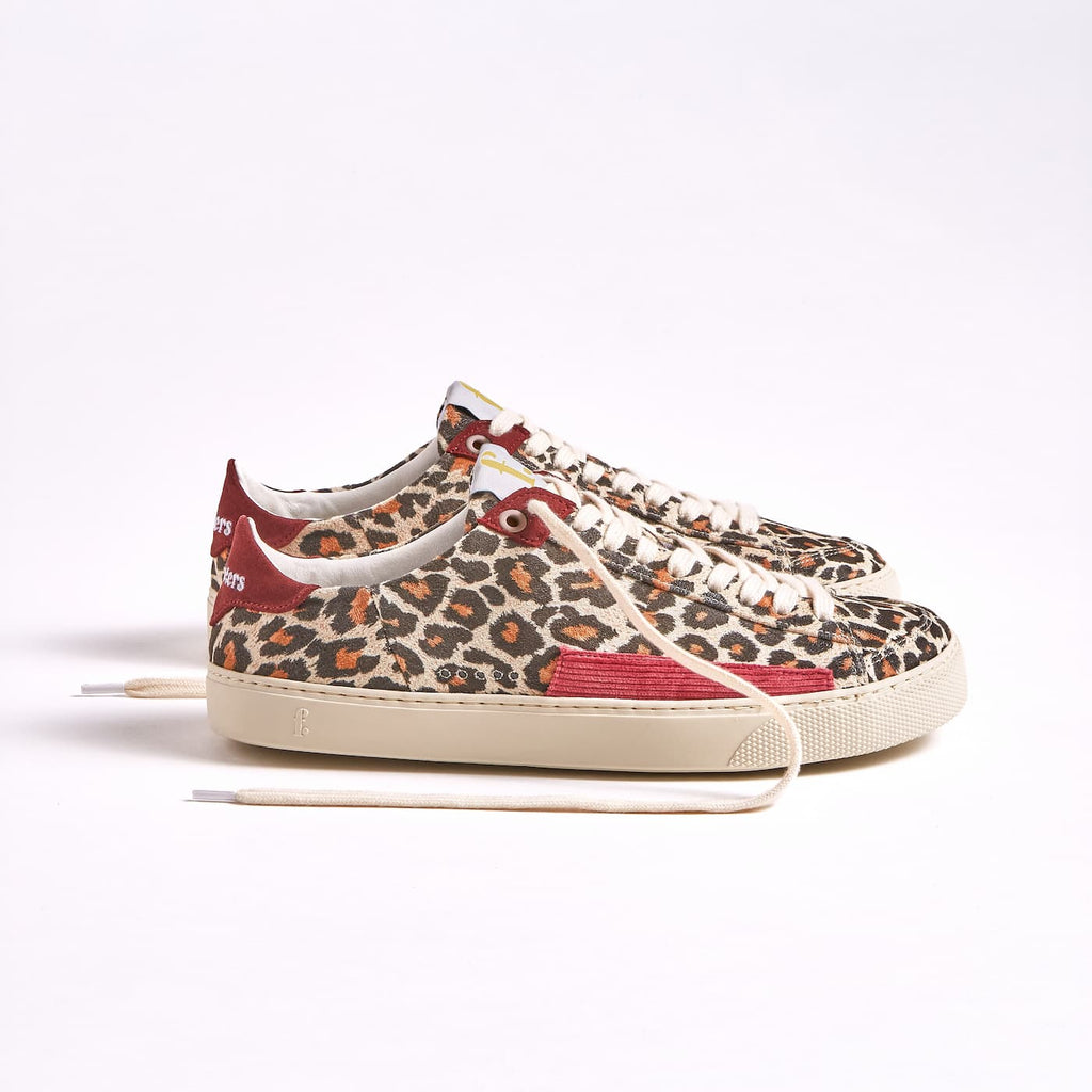 Peach Leopard Borgona Barefoot Sneakers - side view