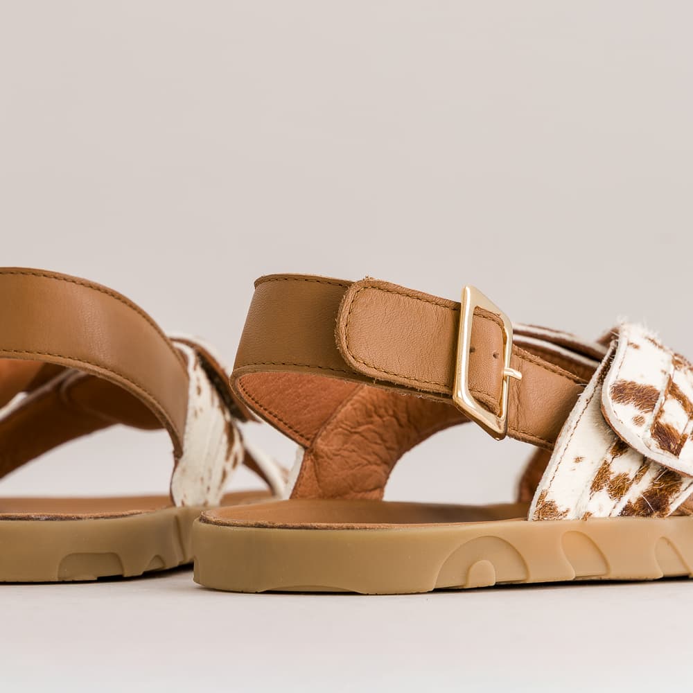 barefoot sandals with cow print