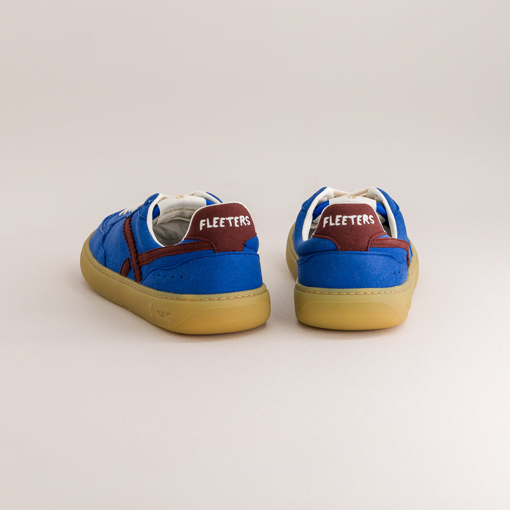 Stylish barefoot sneakers in Caribbean blue and burgundy - back