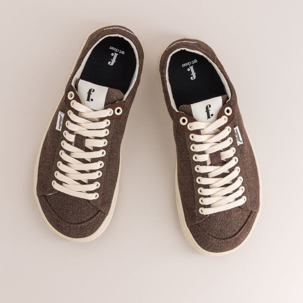 Wool barefoot sneakers in chocolate tone - top