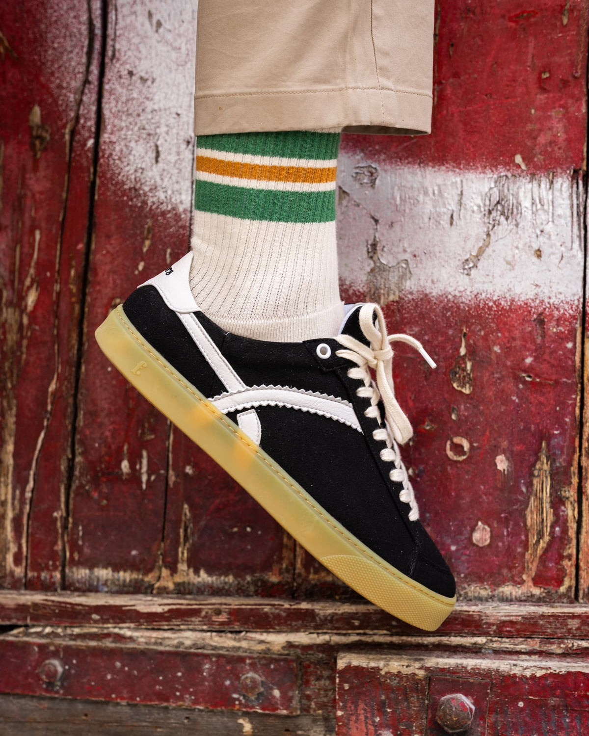 Black barefoot sneakers with gum outsole
